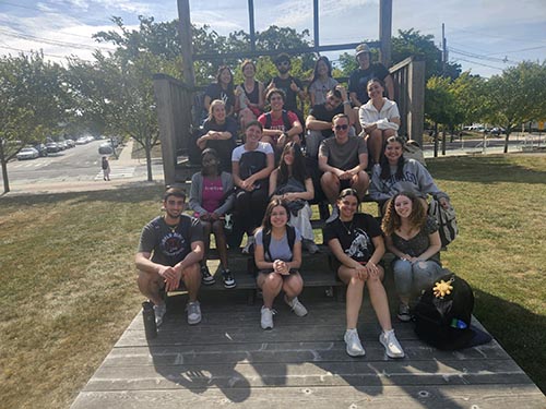 JMS Students on a bench