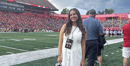 During this fall semester, Buckley, a senior, is commuting into New York City three days a week for her internship with SiriusXM NFL Radio. 
