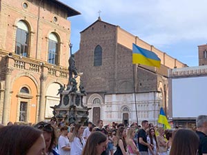 Protests in Bologna Italy against the war in Ukraine