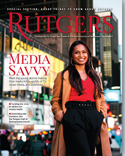 Erica DeCosta JMS’19 cover of Rutgers Magazine 