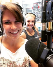 Two women at a radio station