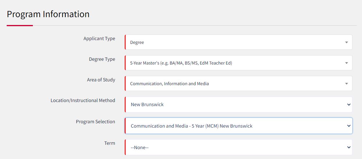 MCM 5 Year Program App Dropdown