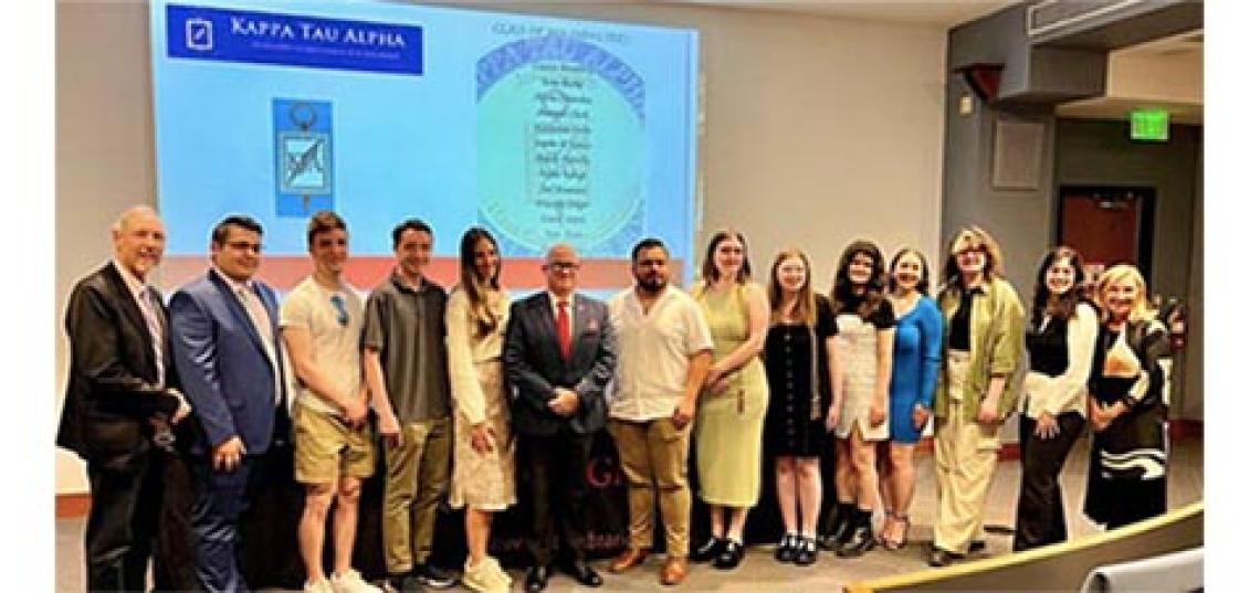 Induction into KTA, a college honor society, is earned through excellence in academic work and is open to juniors and seniors in the top 10% of JMS majors.