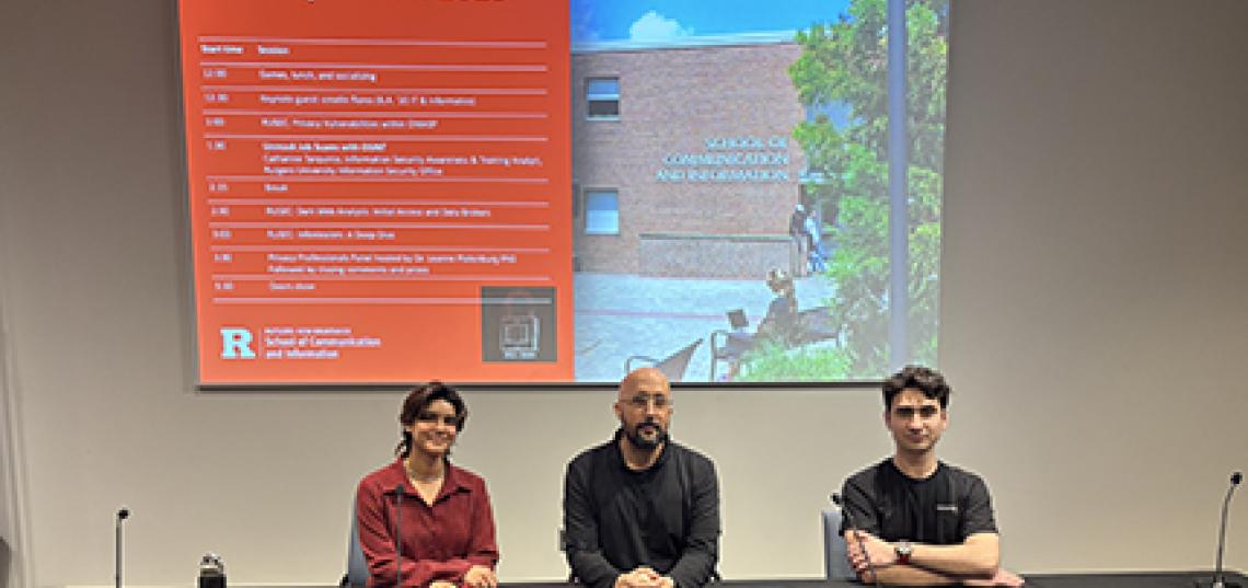 Students engaged with Rutgers alumni, staff, and peers about a wide variety of cybersecurity and information privacy topics. Students engaged with Rutgers alumni, staff, and peers about a wide variety of cybersecurity and information privacy topics.